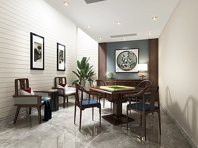 新中式棋牌室 麻将室 麻将桌