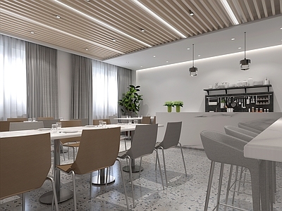 现代餐厅食堂 椅 厨具