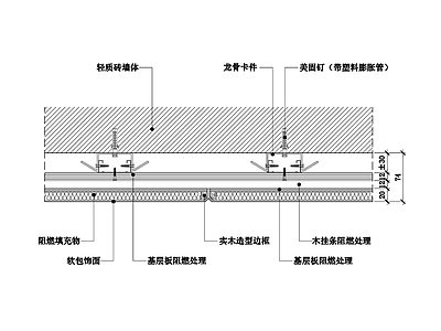 软包饰面墙面节点图 轻质砖墙体 墙面节点