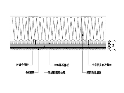 墙身 玻璃饰面图 轻钢龙骨墙体 墙面节点