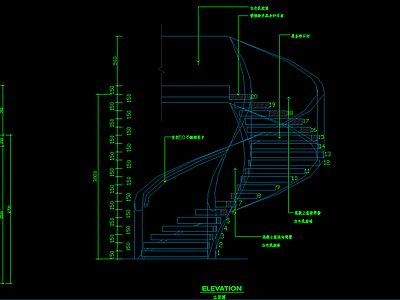 CAD旋转楼梯施工图