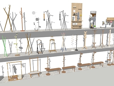 北欧风格衣帽架 组合 挂衣 落地