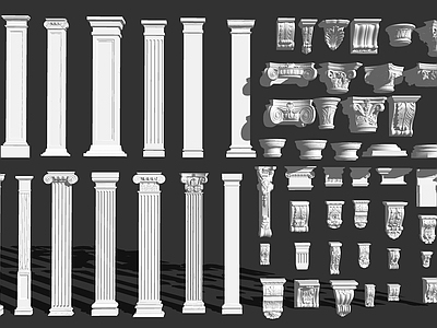 欧式风格罗马柱 柱头 柱基 角花构件