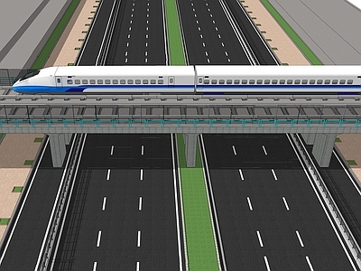 现代风格道路 铁道桥下穿通道