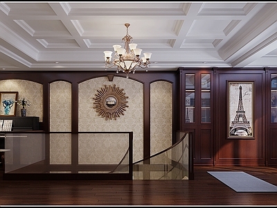 美式休闲区 健身室 多功能区 钢琴 美式挂件 吊灯 柜子