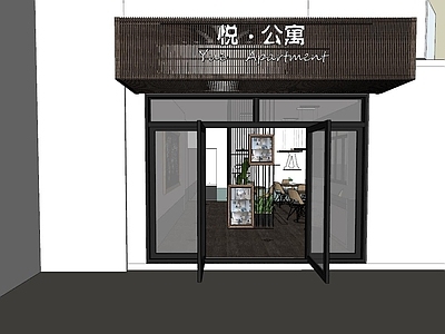 现代风格收银台 公寓前台 奶茶店 店铺头 走廊