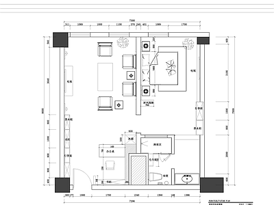 新中式豪华套房施工图 效果图 客房