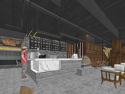 工业风格火锅店 loft 餐厅
