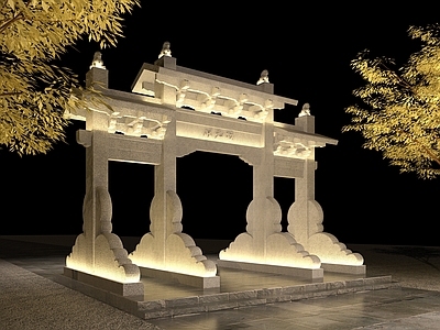 中式古建牌坊 石雕牌坊 村入口大门