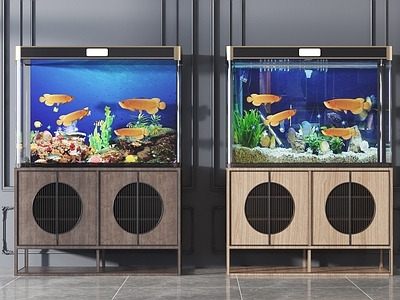新中式鱼缸水族箱组合 边柜