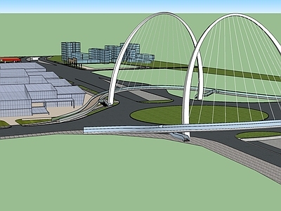 现代风格城市交通环岛高架桥 立交 高速公路