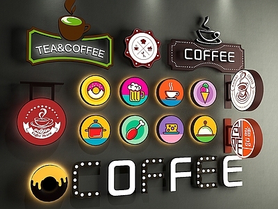 美式 奶茶店灯箱