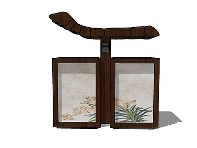 中式风格垃圾桶