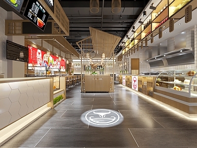 新中式餐厅 备餐区 单层 收银前台