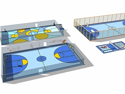 现代风格篮球场 羽毛球场 公园景观 球场 网球场 运动公园 体育公园