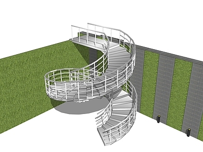 现代风格旋转楼梯 绿围板 楼梯