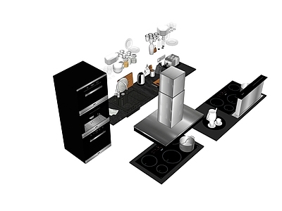 现代风格厨房用品 电器 烤箱 电磁炉 吸烟机 升降机