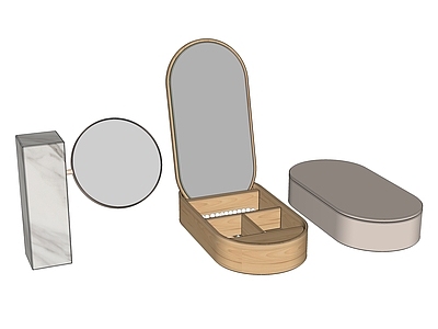 现代风格镜子墙饰 镜子 剔须镜 首饰盒 化妆镜 收纳盒