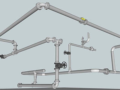 工业风格水管管道 安全阀 裸顶管道