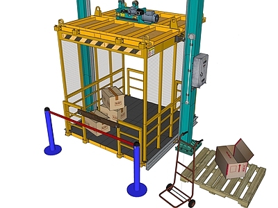 工业风格观光垂直电梯 货梯 运送机 小推车