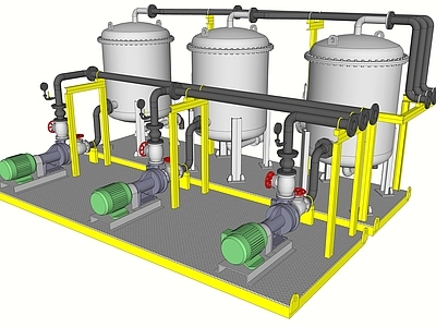工业风格管道 化学过滤器 化工厂设备
