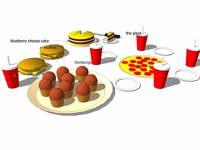 现代风格食物 汉堡 蛋糕 披萨 饮料