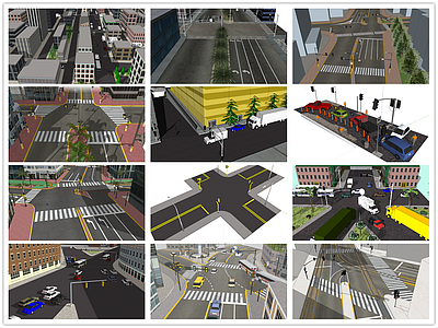 现代风格道路 十字路口 交叉路口