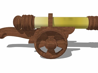现代风格大炮 木质装饰手推炮 迫击炮 武器