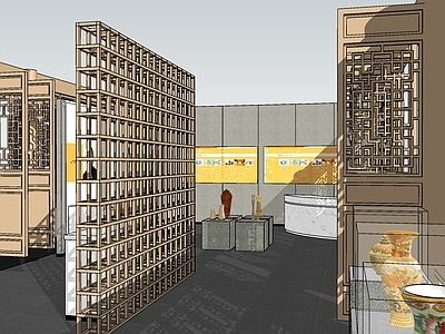 新中式风格其他展厅 屏风 门廊 展示柜 隔断 史馆展厅