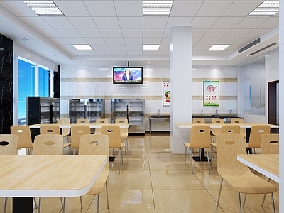 现代食堂 洗菜池 食堂桌椅 消毒柜