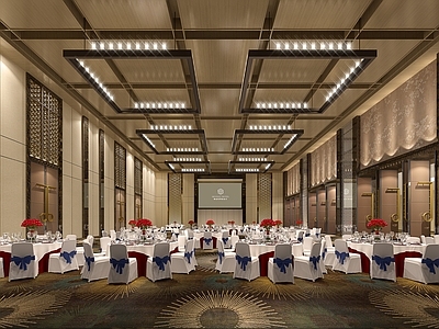 现代风格酒店宴会厅 主题餐厅 宴会厅 婚礼酒会大堂