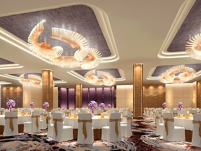 现代风格酒店宴会厅 婚礼酒会大堂