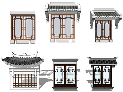 中式风格窗户组合