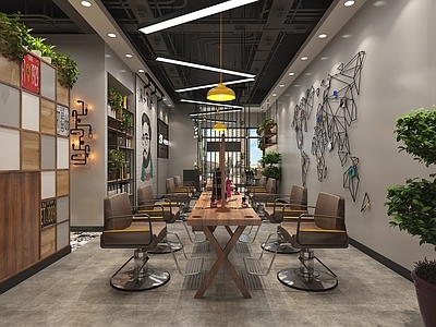 工业风理发店