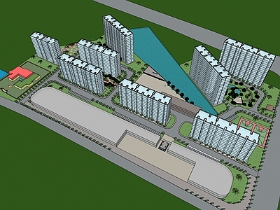 现代风格简模规划 绿化 园林 城市规划 景观 小区