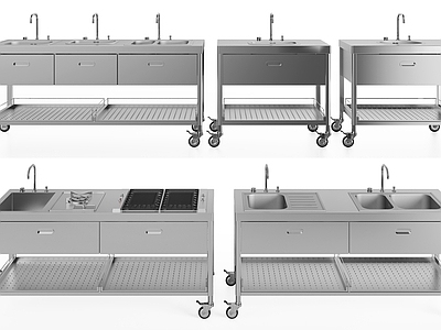 现代多功能灶台 不锈钢水槽 后厨工作台 洗菜盆 洗碗池 消毒池