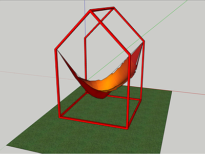 现代风格吊床 红房子构架吊床 广场布置