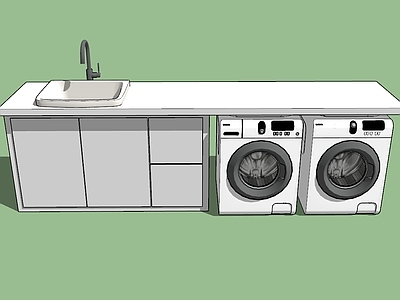 现代风格洗衣机柜 洗手盆 橱柜组合