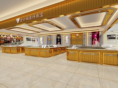 现代珠宝店 金六福珠宝店 展示柜 首饰