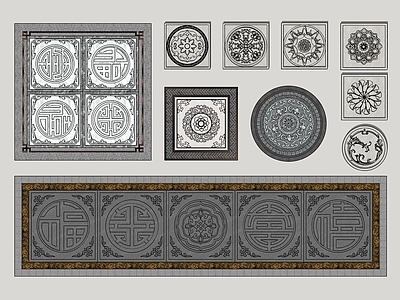 中式风格雕花 吉祥图案