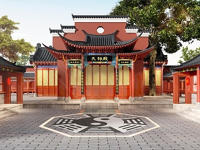 中式古建 寺庙 屋檐 道观 天师殿