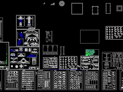 欧式构件拼花CAD图库 施工图 各式线条
