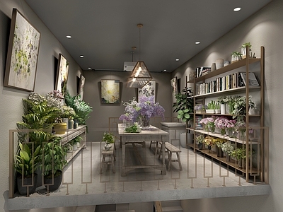 现代花店 花 植物 手工桌 手工花