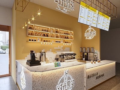 现代果茶店 冰激凌店 冷饮店 收银 双层