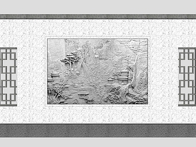 中式风格隔断浮雕 浮雕墙