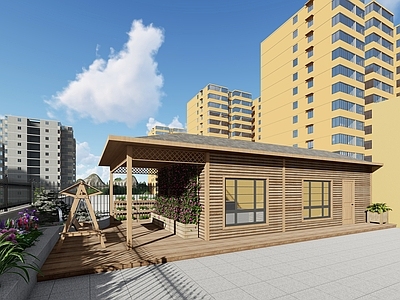 现代风格景观小建筑 屋顶小木屋 小花园