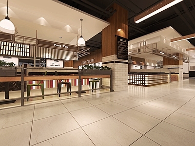 营口鲅鱼圈万隆天街美食街 效果图 CAD全 施工图 效果图 物料清单 美食街