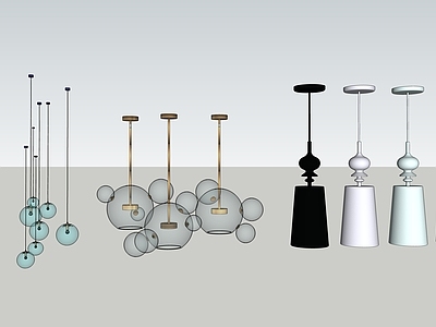 现代风格灯具组合 玻璃罩灯