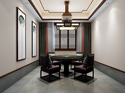 中式麻将室 麻将桌 专用麻将灯