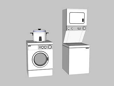 现代风格家用电器组合 饮水机 洗衣机 高压锅